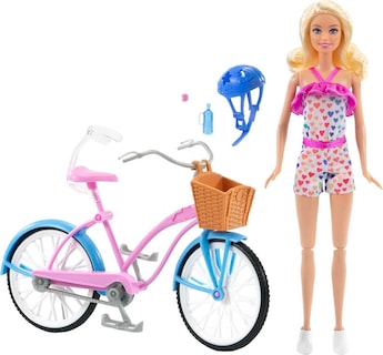 Foto 5 | Foto 5 | Set De Muñeca Barbie Y Bicicleta Con Accesorios, Mameluco Arcoíris Rubio - Venta Internacional.