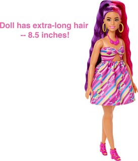 Foto 4 | Foto 4 | Muñeca Barbie Con Diseño De Flores Con 21 Cm De Pelo De Fantasía - Venta Internacional.