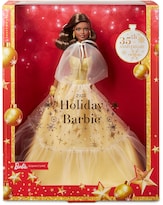 Muñeca Barbie Signature Holiday 2023 Con Vestido Dorado Y Soporte - Venta Internacional.