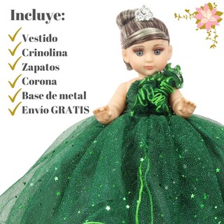 Foto 2 | Foto 2 | Muñeca Quinceañera Recuerdo 15 Años Verde Esmeralda 33 Cm
