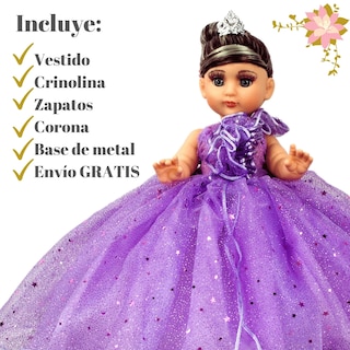 Foto 2 | Foto 2 | Muñeca Quinceañera Recuerdo 15 Años Lila 33 Cm