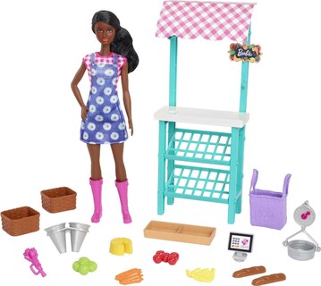 Foto 5 | Foto 5 | Playset Barbie Careers Farmers Market Con Muñeca Morena - Venta Internacional.