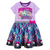Vestido Monster High Plaid Morado Para Niñas De 7 A 8 Años - Venta Internacional.