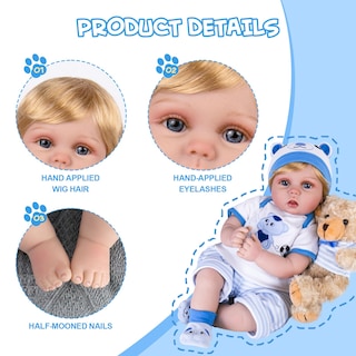 Foto 4 | Foto 4 | Muñeco Aori Real Life De 55 Cm Para Niño Recién Nacido Realista Con Accesorios - Venta Internacional.