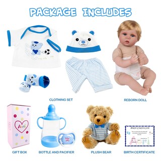 Foto 7 | Foto 7 | Muñeco Aori Real Life De 55 Cm Para Niño Recién Nacido Realista Con Accesorios - Venta Internacional.