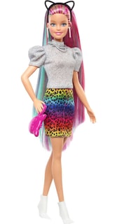 Foto 5 | Foto 5 | Muñeca Barbie Con Pelo De Leopardo Y Arcoíris Con Mechas Que Cambian De Color - Venta Internacional.