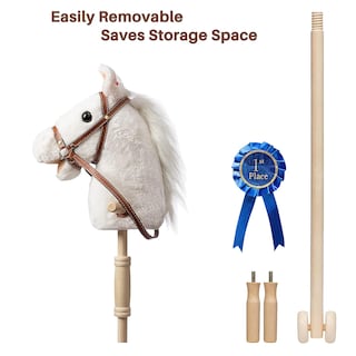 Foto 6 | Foto 6 | Palo De Peluche Con Forma De Caballo Hollyhome, Blanco, Con Cinta Desmontable, 91 Cm - Venta Internacional.