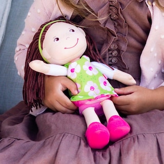 Foto 2 | Foto 2 | Muñeca Suave Haba Coco con Cabello Castaño y Vestido Verde 12'' - Venta Internacional