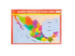 Póster Didáctico Grande: República Mexicana y Su División Política Fabi y Sofi Multicolor de 50 X 70 cm