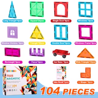 Foto 5 | Foto 5 | Venta Internacional - Azulejos Magnéticos De Construcción Ougertoy Para Niños De Más De 3 Años Con 104 Piezas
