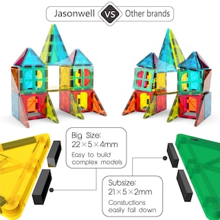 Foto 3 | Foto 3 | Juego De Bloques De Construcción Con Azulejos Magnéticos Jasonwell, 65 Piezas, Niños A Partir De 3 A - Venta Internacional.