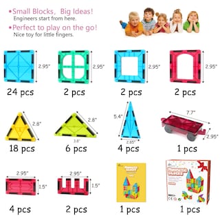 Foto 4 | Foto 4 | Juego De Bloques De Construcción Con Azulejos Magnéticos Jasonwell, 65 Piezas, Niños A Partir De 3 A - Venta Internacional.