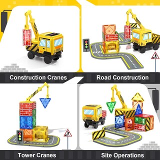 Foto 5 | Foto 5 | Baldosas Magnéticas Soyee De Construction Toys Con Crane Road, 32 Unidades - Venta Internacional.