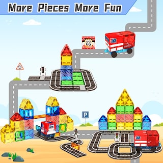 Foto 4 | Foto 4 | Set Bigshu De Magnetic Tiles Road Con Camión Para Niños Mayores De 3 Años - Venta Internacional.