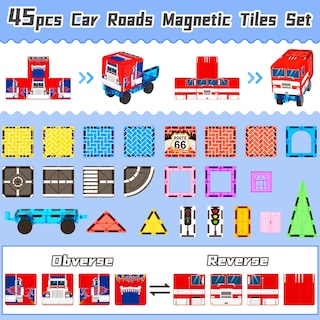Foto 5 | Foto 5 | Set Bigshu De Magnetic Tiles Road Con Camión Para Niños Mayores De 3 Años - Venta Internacional.