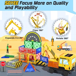 Foto 3 | Foto 3 | Baldosas Magnéticas Soyee De Construction Toys Con Crane Road 32 Unidades - Venta Internacional