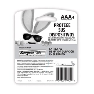 Foto 7 | Foto 7 | Pila Energizer Max Alcalina Aaa color Negro con Plateado con 4 Piezas E92bp-4