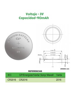 Foto 5 | Foto 5 | Pilas De Litio Cr2016 De 3v Gp Batteries Pack Con 5 Piezas