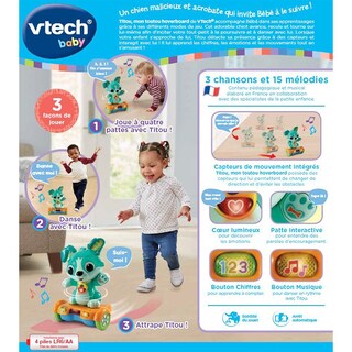 Foto 5 | Foto 5 | Hoverboard Vtech Titou Mon Toutou Interactive Dog De 1 A 3 Años - Venta Internacional.
