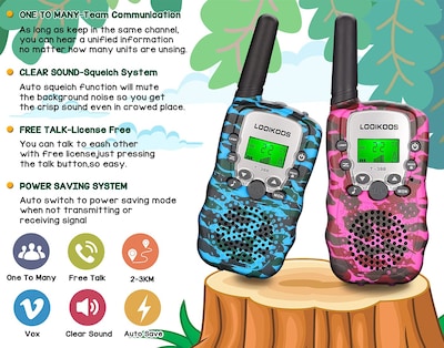 Foto 3 | Foto 3 | Venta Internacional - Walkie Talkies Looikoos De 3 Km De Largo Alcance Para Niños, Paquete De 3