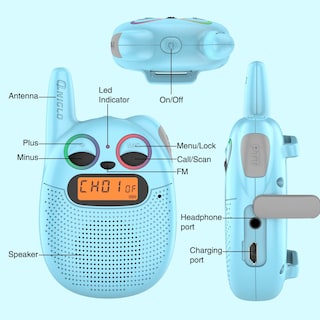 Foto 6 | Foto 6 | Walkie Talkies Qniglo Recargables Para Niños, Paquete De 2 Con Radio Fm - Venta Internacional.