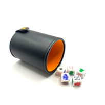 Cubilete Forrado con 5 Dados de Póker