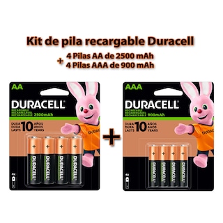 Foto 2 | Foto 2 | Kit de 8 Pilas Recargables Duracell (1 Blister 4 Pilas Aa de 2500 Mah más 1 Blister de 4 Pilas Aaa de 900 Mah)