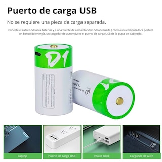 Foto 3 | Foto 3 | Paquete De 2 Pilas D Recargables Usb C 12,000mwh 1.5v Carga Rápida Alta Duración