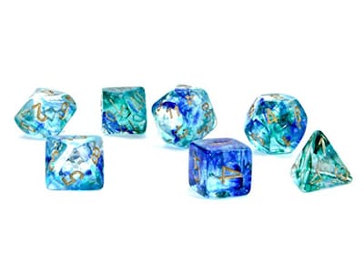 Foto 2 | Foto 2 | Juego De Dados Poliédricos Chessex Nebula Oceanic Con Luminaria Dorada - Venta Internacional.