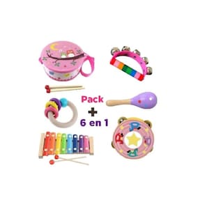 Foto 1 | Foto 1 | Juego De 6 Juguetes Didácticos Musicales De Madera Para Bebés Con Xilófono - Venta Internacional.