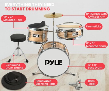 Foto 4 | Foto 4 | Set De Batería Pyle Kids De 3 Piezas Para Principiantes Y Junior Con 13 Bombos - Venta Internacional.