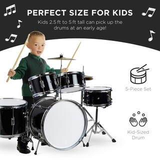Foto 2 | Foto 2 | Batería Best Choice Products Kids De 5 Piezas Con Platillos Negros - Venta Internacional.