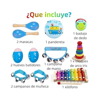 Foto 4 | Foto 4 | Instrumentos Musicales Percusión De Madera Para Niños 12pcs Lab.g Azul