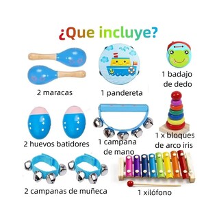 Foto 4 | Foto 4 | Instrumentos Musicales Percusión De Madera Para Niños 12pcs Lab.g Azul