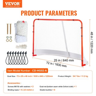 Foto 7 | Foto 7 | Red De Hockey Callejero Vevor Para Interiores Y Exteriores De Acero, 72 X 48 Cm, Blanco/rojo - Venta Internacional.