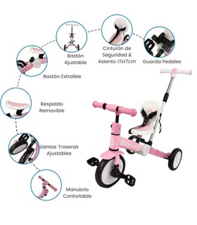 Foto 3 | Foto 3 | Triciclo Para Niños 4 En 1 Bicicleta De Equilibrio Y Balance