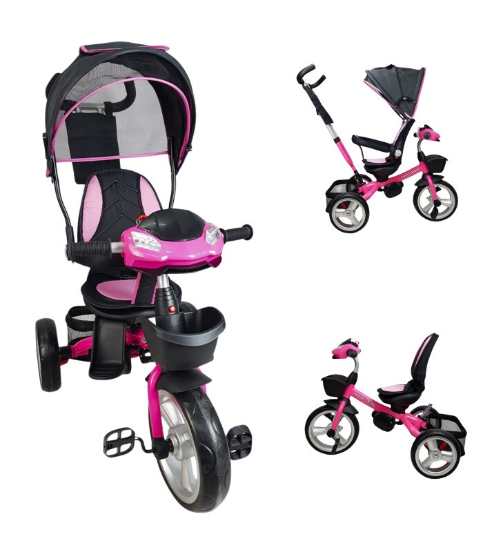 Triciclo Rosa para Niños en con Asiento Giratorio 360