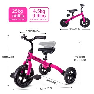 Foto 7 | Foto 7 | Bicicleta De Equilibrio Plegable Tricycle Ygjt 3 En 1 Para Niños De 2 A 5 Años, Rosa - Venta Internacional.