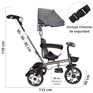 Foto 6 | Foto 6 | Triciclo Evolutivo Asiento Giratorio 360 Luz Sonido Gris