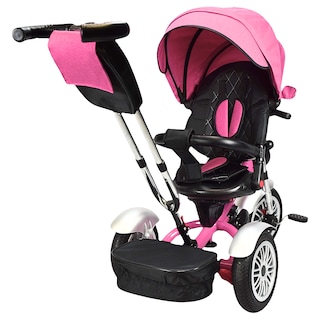 Foto 8 | Foto 8 | Triciclo para Niños Asiento Reclinable Giratorio 360 Sonido Llanta Goma - Rosa