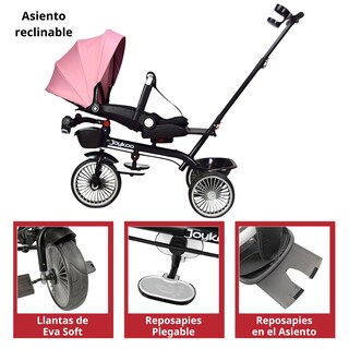Foto 4 | Foto 4 | TricicloAsiento Giratorio Reclinable Luz Sonido Rosa