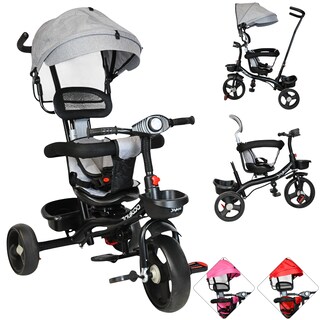 Foto 1 | Foto 1 | Triciclo Evolutivo Para Niños Asiento Giratorio 360 Torreta Con Luz Y Sonido Bastón De Empuje Soporta Hasta 30 Kg - Gris