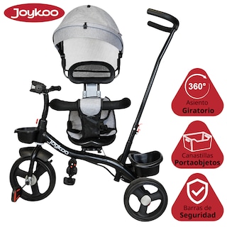Foto 3 | Foto 3 | Triciclo Evolutivo Para Niños Asiento Giratorio 360 Torreta Con Luz Y Sonido Bastón De Empuje Soporta Hasta 30 Kg - Gris