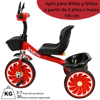 Foto 5 | Foto 5 | Triciclo Para Niños Torreta Con Luz Y Sonido Ruedas De Eva Apto A Partir De 2 Años Soporta Hasta 20 Kg - Rojo