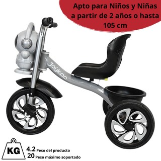 Foto 5 | Foto 5 | Triciclo Para Niños Astronauta Con Luz Sonido Ruedas De Eva Y Canasta Trasera Apto A Partir De 2 Años Soporta Hasta 20 Kg - Gris