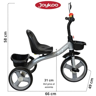 Foto 4 | Foto 4 | Triciclo Para Niños Con Timbre Ruedas De Eva Canastas Trasera Y Delantera Apto A Partir De 2 Años Soporta Hasta 20 Kg - Gris