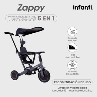Foto 2 | Foto 2 | Infanti Triciclo Evolutivo 5 En 1 Zappy Con Barra De Empuje