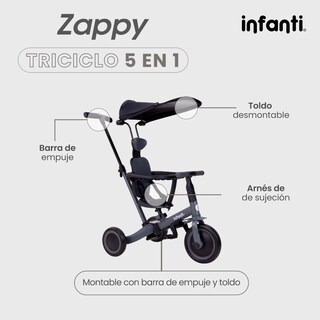 Foto 3 | Foto 3 | Infanti Triciclo Evolutivo 5 En 1 Zappy Con Barra De Empuje