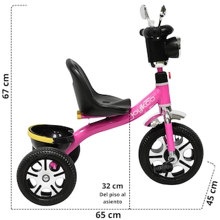 Foto 4 | Foto 4 | Triciclo Para Niños Faro Con Luz Y Sonido Espejos Ruedas De Eva Apto A Partir De 2 Años - Rosa