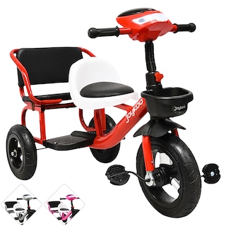Foto 1 | Foto 1 | Triciclo Para Niños Dos Asientos Torreta Con Luz Y Sonido Ruedas De Goma Apto A Partir De 2 Años- Rojo